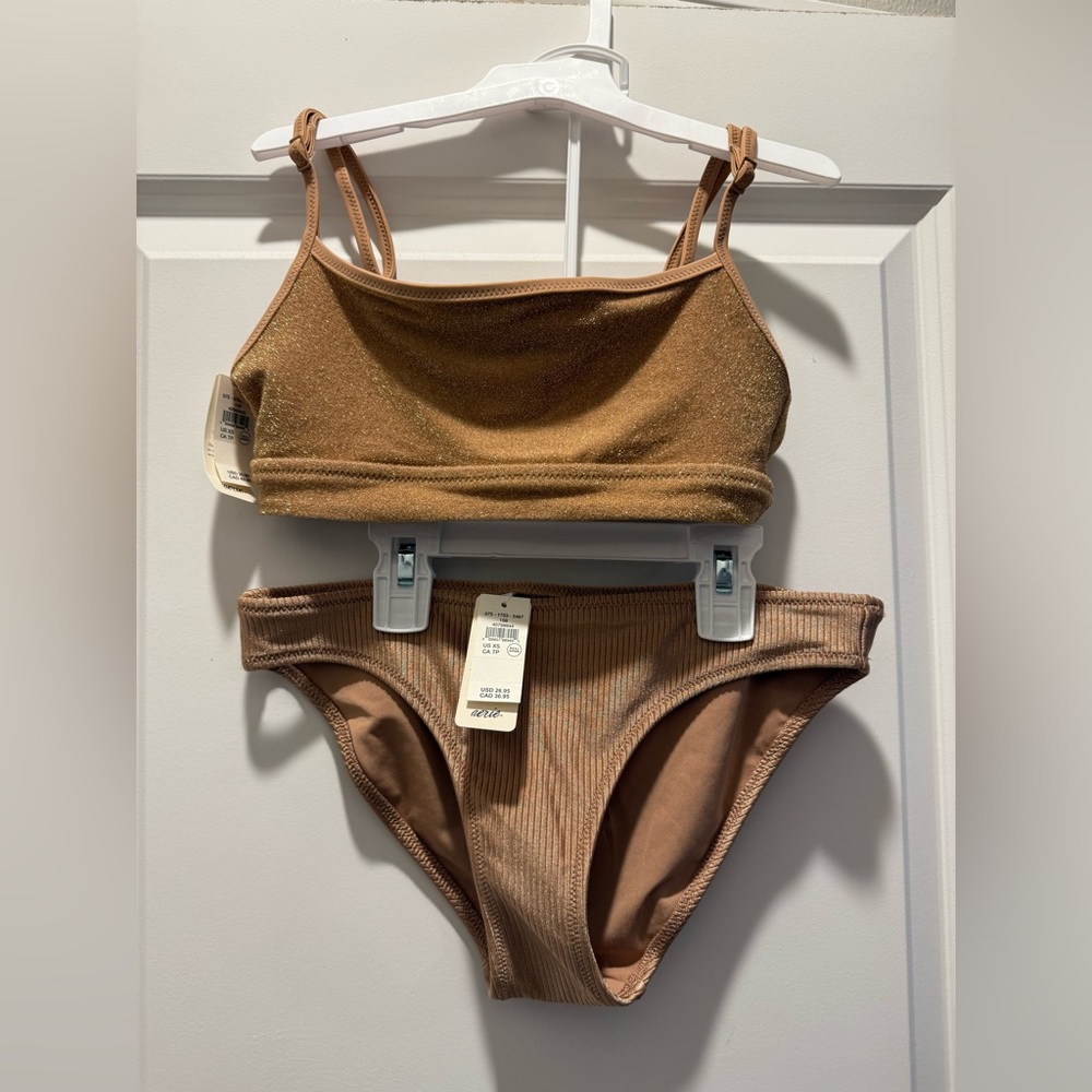 Aerie Sparkly Gold Bikini Set NWT